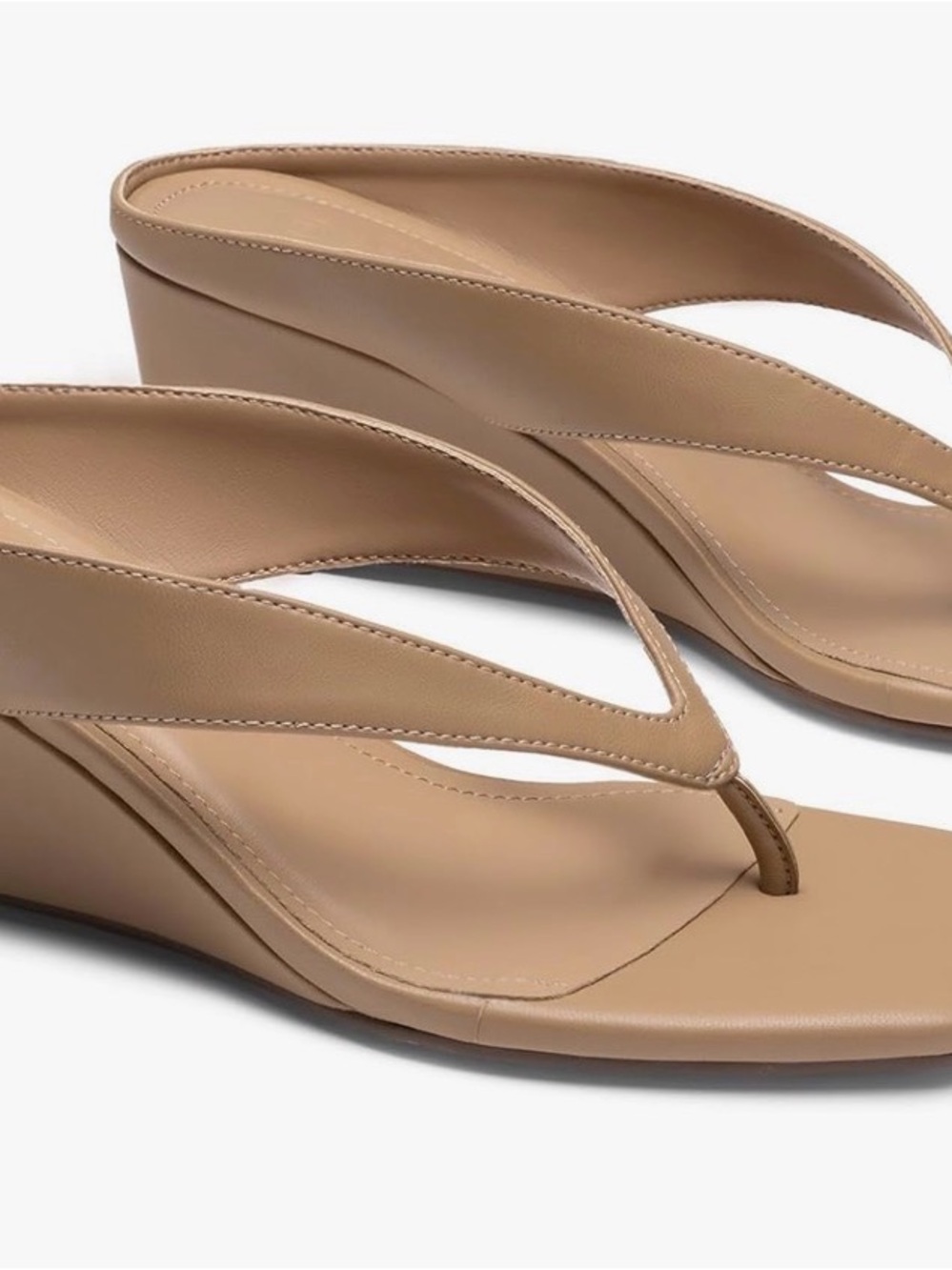Women’s Beige Wedge Thong Sandal